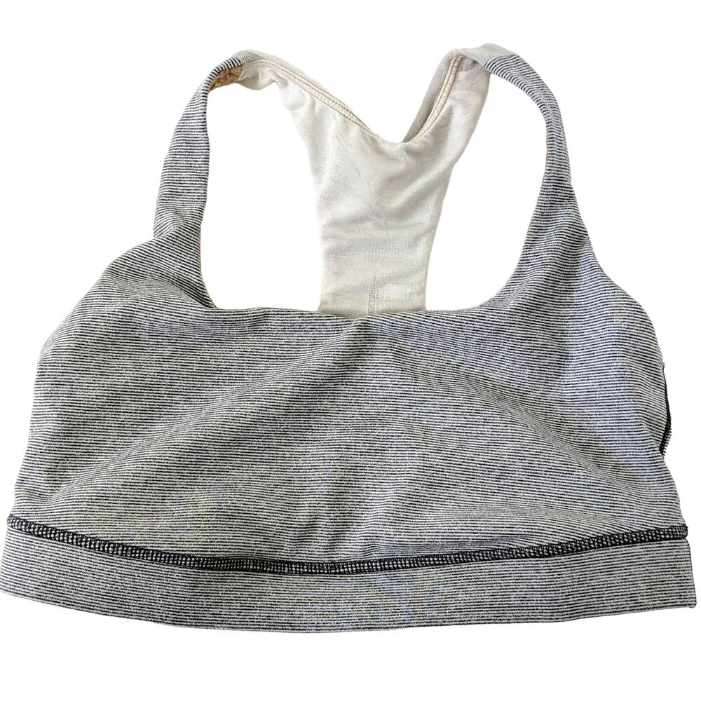 lululemon Racerback Sports Bra Grey Micro Stripes Heathered 50‎ Rep Space Dye 6